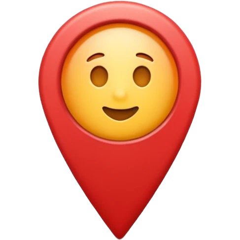 Emoji of a location pin, iPhone emoji style. Flat design, smooth gradients, rounded edges, soft shadows, clean look, white background emoji