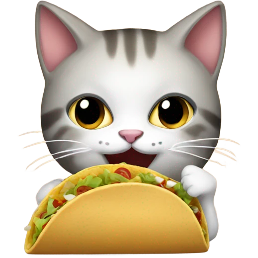 Cat eating tacos saying yes emoji