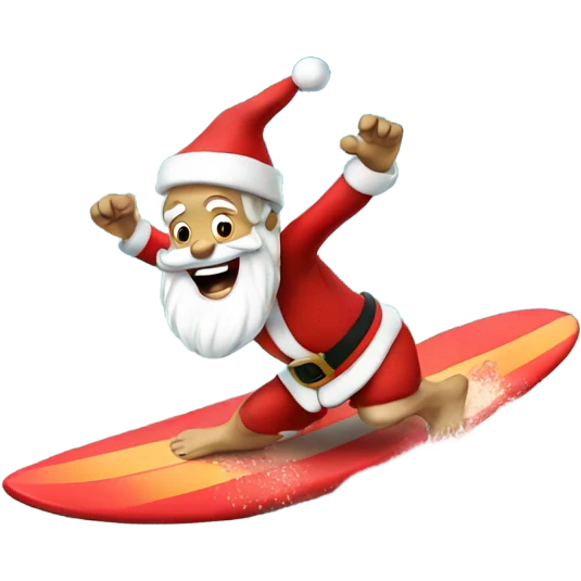 Santa surfing emoji