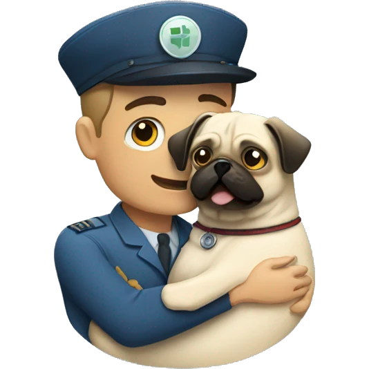 vet hugging a happy pug emoji