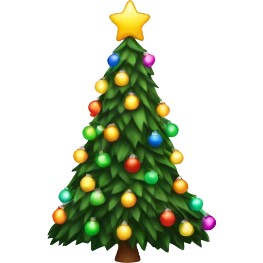 Realistic Christmas tree wrapped in lights emoji