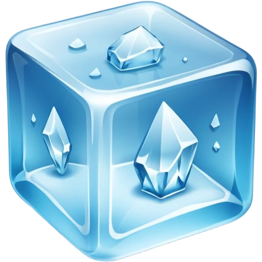ice cube object icon, crystal clear ice, glossy, small frost details, 3D cartoon, soft shadow, mobile game icon style, centered, clean background, no text, no watermark emoji