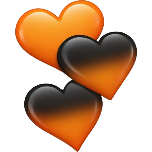 One side Orange and one side black heart  emoji