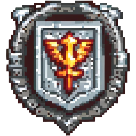 Valorant Iron rank badge, pixel art style, with metallic texture emoji