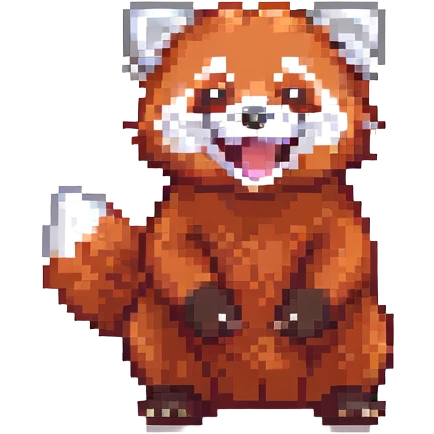 a red panda laughing, pixel art style emoji
