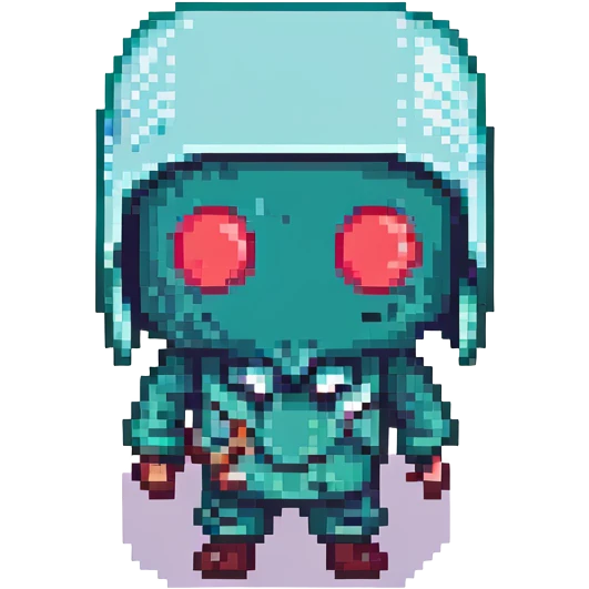 squid game guard with square mask, pixel art style emoji