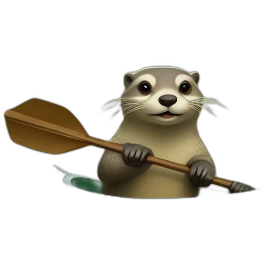 loutre avec un corps de tortue sur un kayak emoji