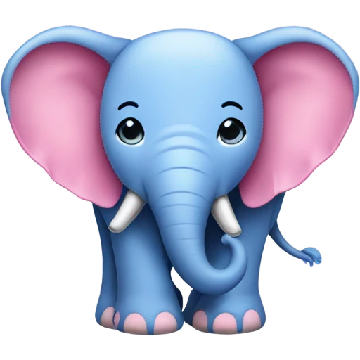Pink elephant with a blue trunk emoji