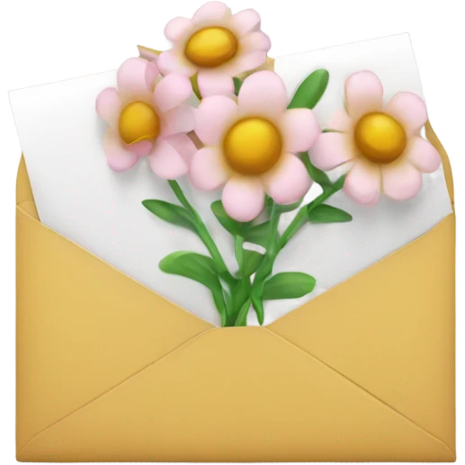 An opened envelope that has flowers coming out of it emoji