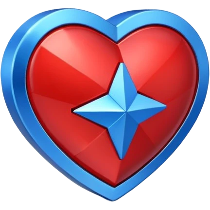 A geometric red 3D heart with a geometric blue star inside emoji