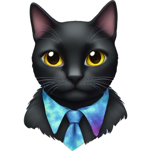 Black cat wearing tie dye emoji