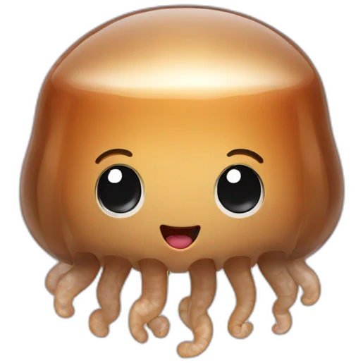 Cute baby brown jellyfish saying buy now emoji
