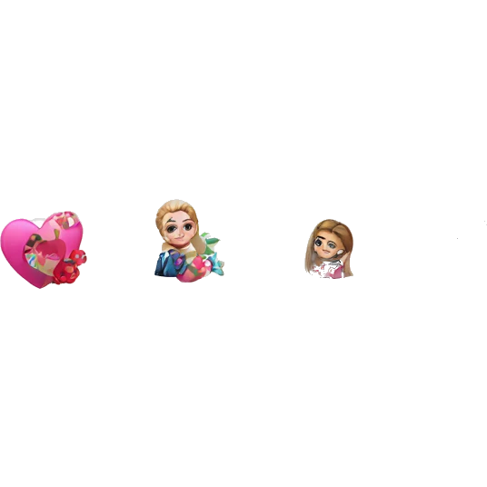 fashionable girls with floral hearts emoji