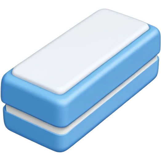 A single white eraser with dark blue and light blue wrap emoji