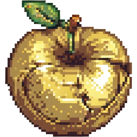 golden apple pixel art with a bite taken out emoji