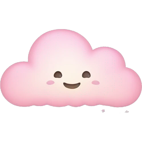Pastel Pink Cloud "A soft pastel pink cloud with a glowing outline, tiny star and heart sparkles floating around, and a dreamy, surreal look." emoji