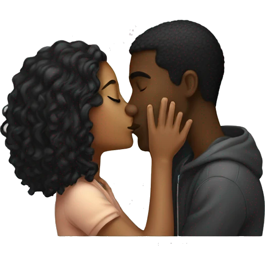 girl kissing a guy black emoji