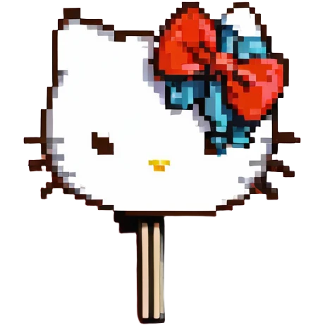 Hello Kitty hair pin, retro and blocky, Hello Kitty's face and bow emoji