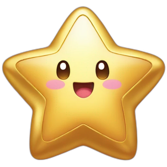 cute happy Kirby holding a golden star emoji
