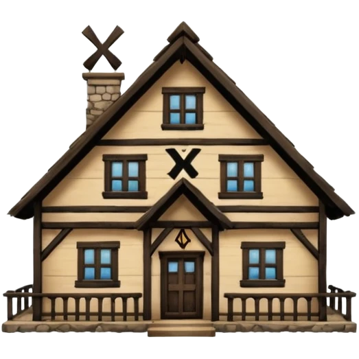 an inn with a big X on it emoji
