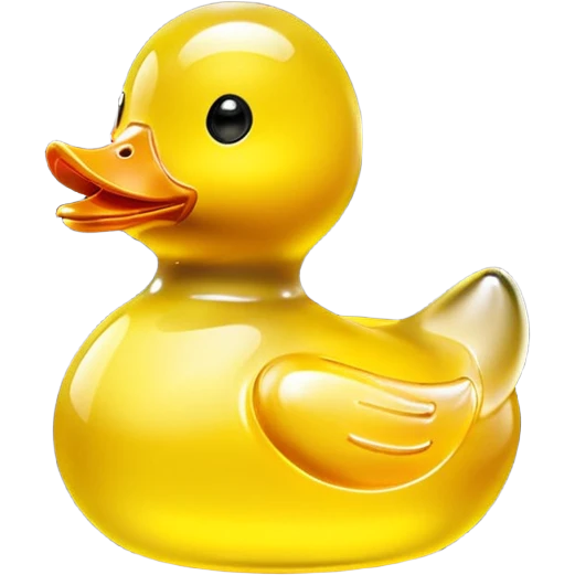 glowing glass rubber duck,  minimalistic yellow transparent glass 3d neon glowing emoji