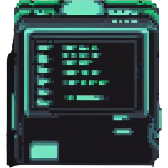 32x32 cyberpunk document file icon with digital glitch effect, retro computer style emoji
