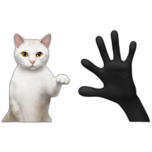 Cat and black hand emoji