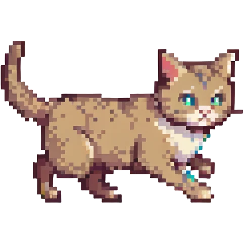 pixel art style cat running animation frame 1 emoji