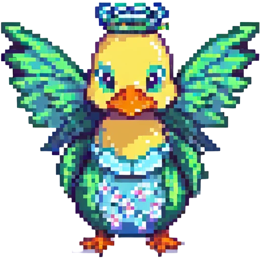 a fairy duck pixel art emoji