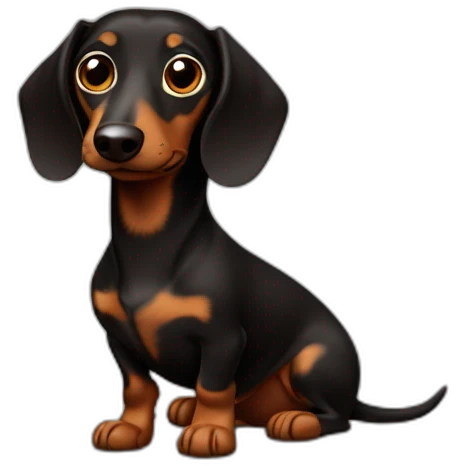 A Black and Chocolate Dachshund looking curious with its ears perked up. emoji