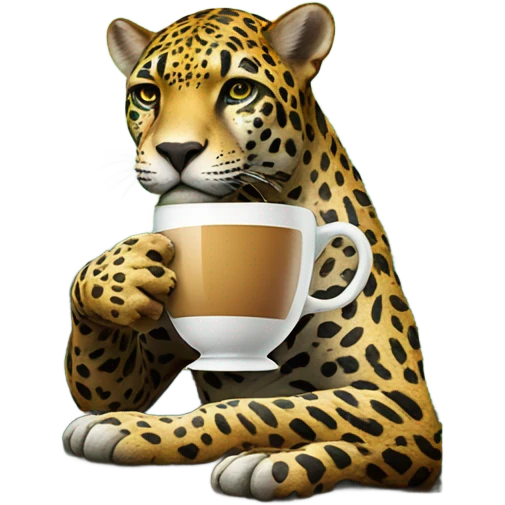 Jaguar onntje jungle take a cup of coffe emoji
