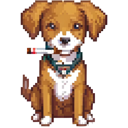un chien avec une cigarette emoji