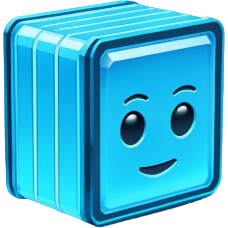 Pixel art emoji icon of a futuristic holographic book (help), neon blue sci-fi voxel style, cute tech aesthetic, centered, simple, high contrast, 3D shading, soft glow, transparent background, 100x100 px, game UI icon emoji