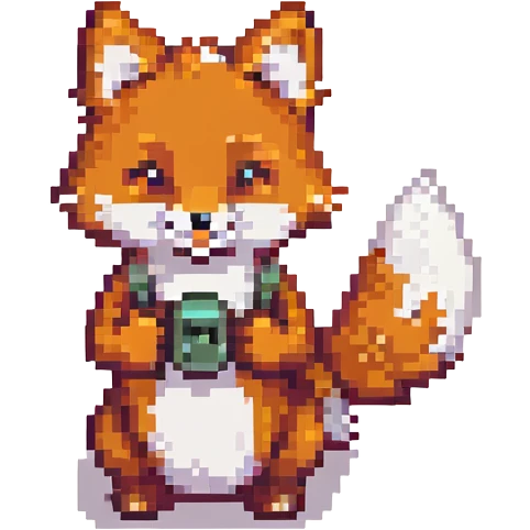 fox emote for twitch, GG (good game), playful and cheerful, pixel art style emoji