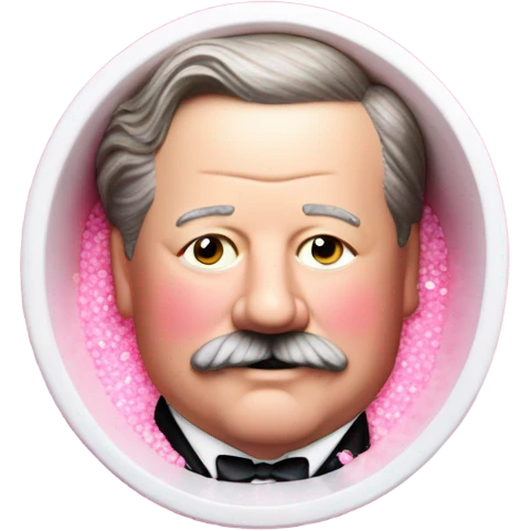 William Howard Taft in pink ombre tub with glitter  emoji