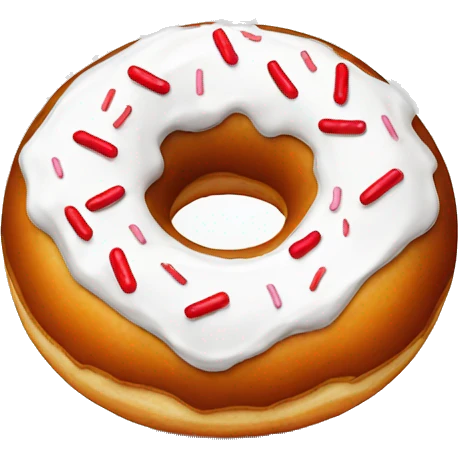 donut with white icing and red sprinkles emoji