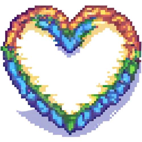 rainbow pride heart, pixel art style, sparkle effect, no text emoji