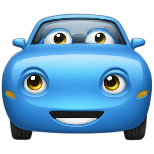 blue car with eyes emoji