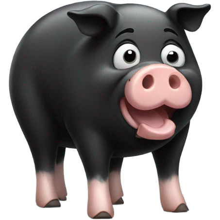 black with white legs pig farting emoji