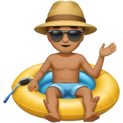a man floatin on water while sitting on a tube emoji