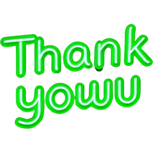 THE WORDS THANK YOU IN NEON GREEN RESEMBLING A NEON SIGN emoji