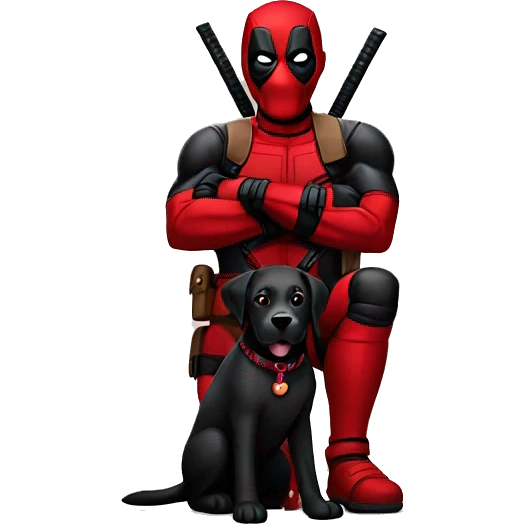Deadpool holding black lab emoji