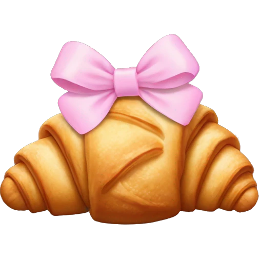 Croissant with pastel pink bow emoji