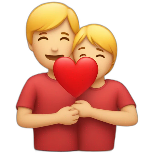 Red heart with 2 people in front who give each other a hug  emoji