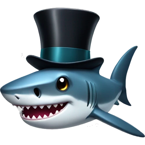 Shark with a top hat emoji