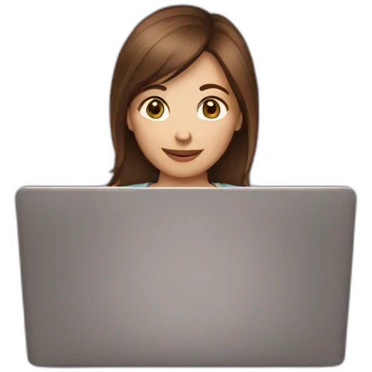 Women with brown hair in laptop emoji