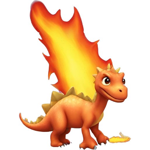 A princess dinosaur on fire emoji