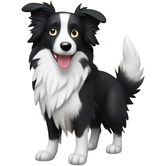 Border collie on beach with palm trees emoji