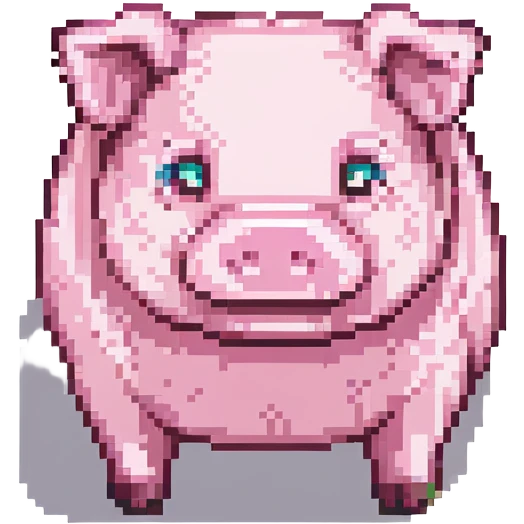 Minecraft pig with exaggerated curves, pixel art, playful and meme-inspired, no text emoji