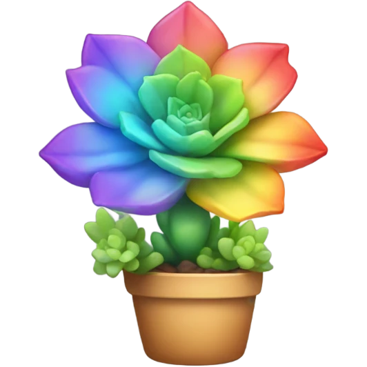 Cute Succulent with rainbow emoji